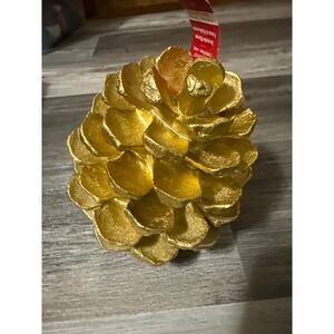 Ashland Christmas Holiday Tidings Gold Metallic Decorative Pinecone 5.5 Inch NEW